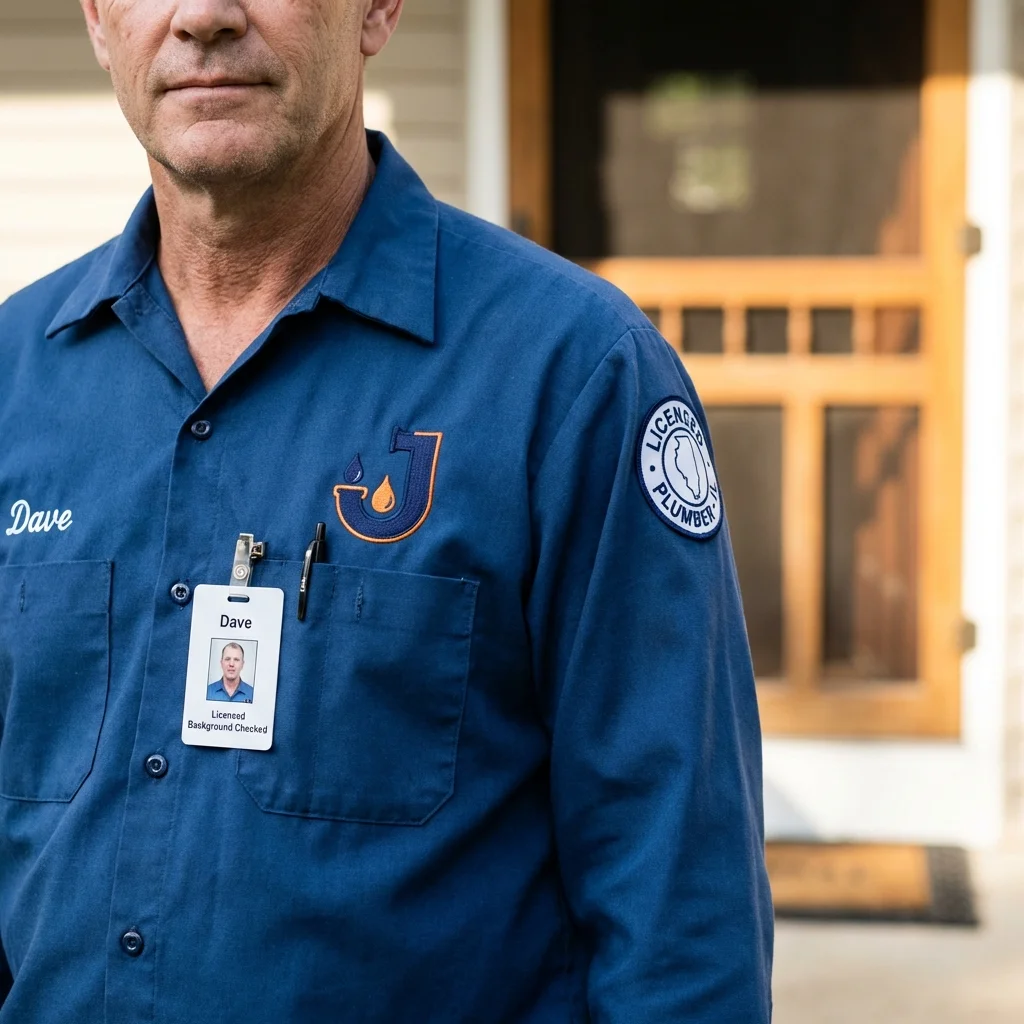 Licensed plumber showing ID badge in Norwalk, OH