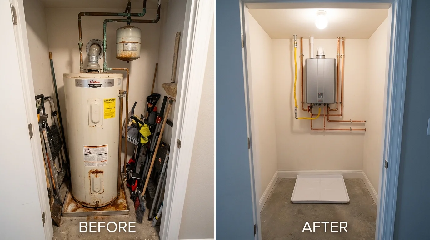 Tank water heater versus wall-mounted tankless unit comparison for Norwalk, OH homeowners